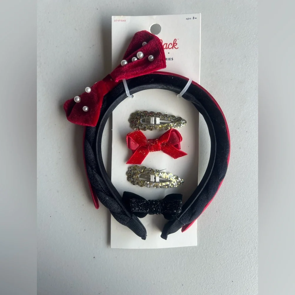 Cat & Jack Hair Accessories Set - Red, Black, Gold, Multicolor